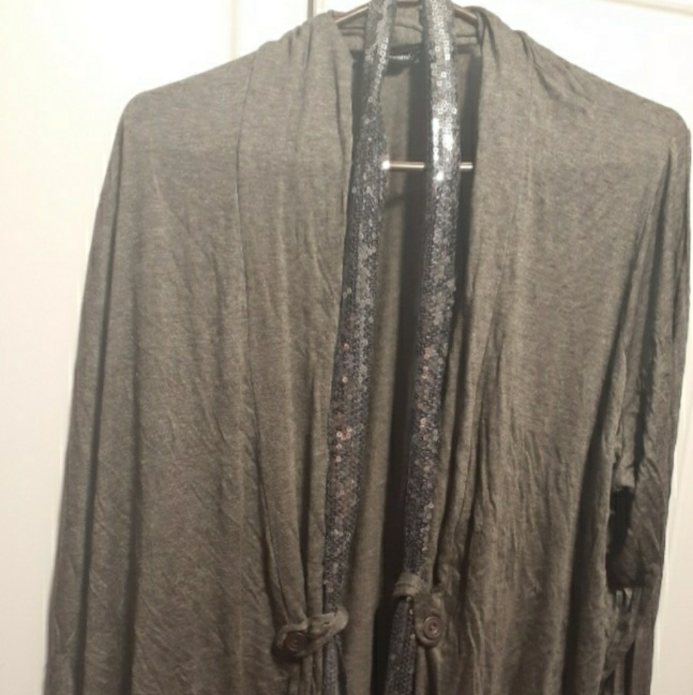 Penningtons Grey Cardigan with Sequin Accent Piece